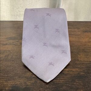 Burberry London lilac Silk Tie Equestrian Knight Logo Jacquard Handmade England